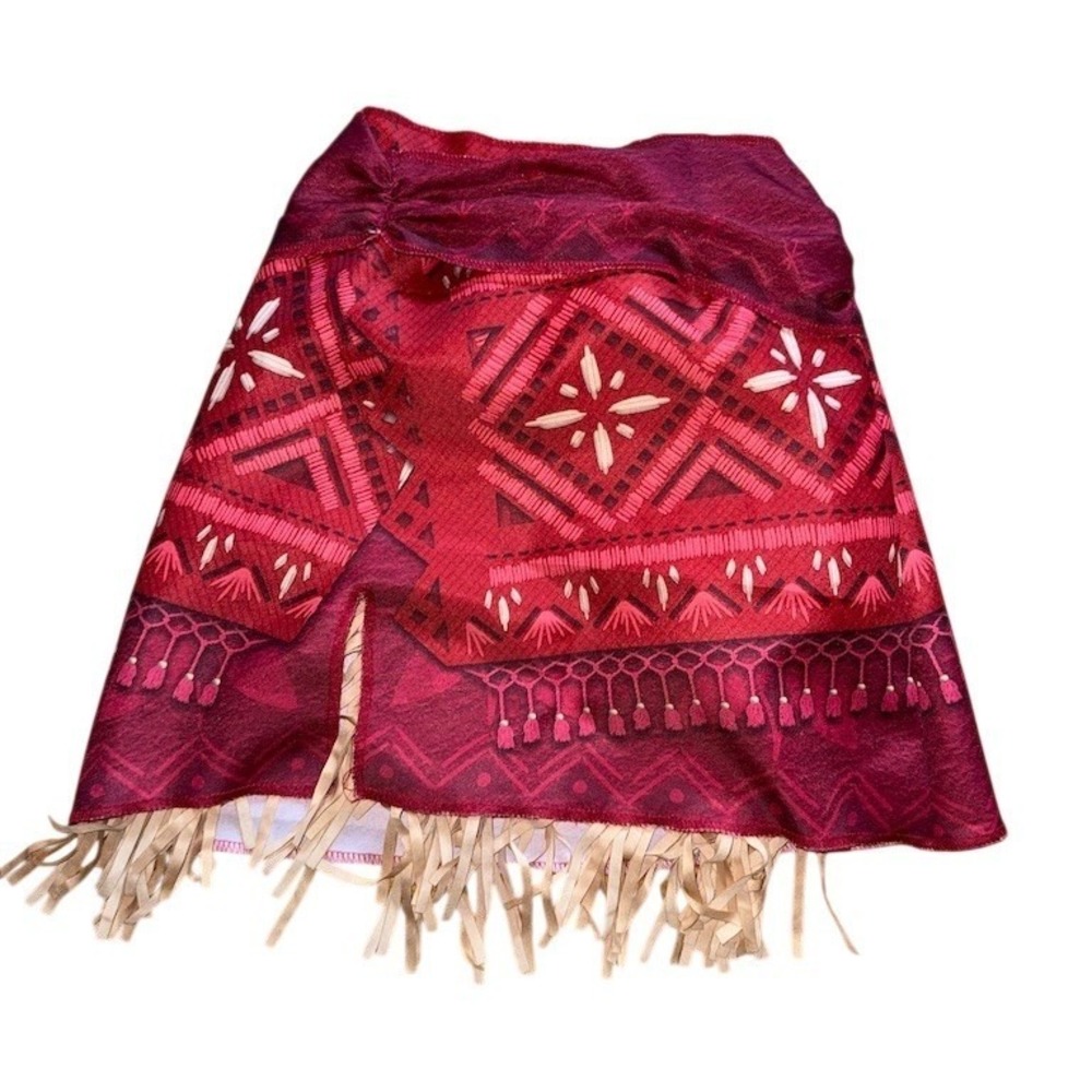 Disney Moana Costume Skirt Girls 5-6Y Red Fringe Pull On Knee Length Halloween - Picture 1 of 5